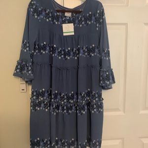 Violet Weekend Ruffle Tier Dress, Size Large